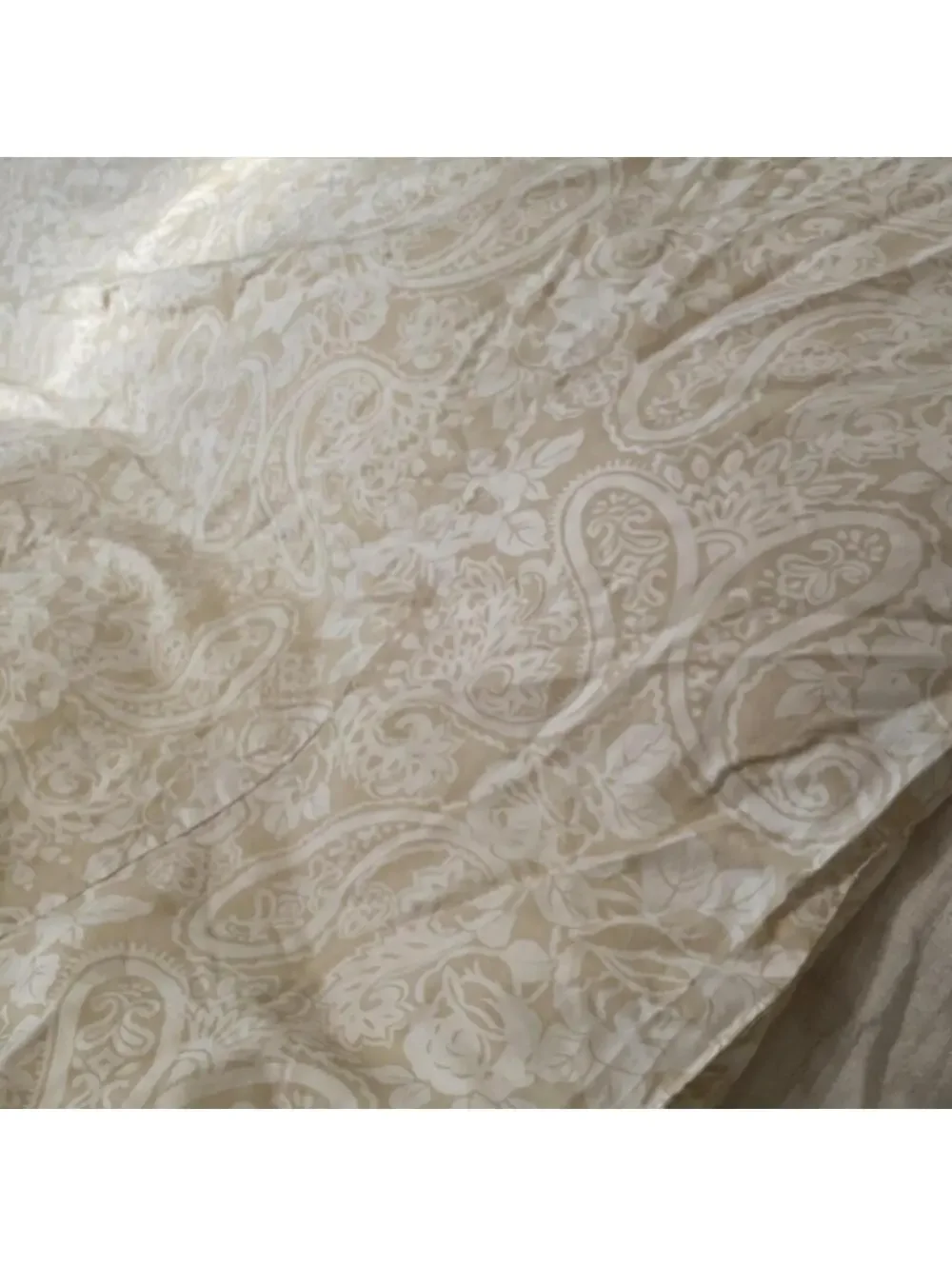 Twin Comforter Duvet Cover 100% Cotton Paisley Beige Cream CottageCore VTG *READ